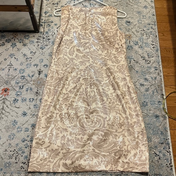 Lauren Ralph Lauren Champagne Sequin Floral Jacquard Dress - Picture 8 of 15